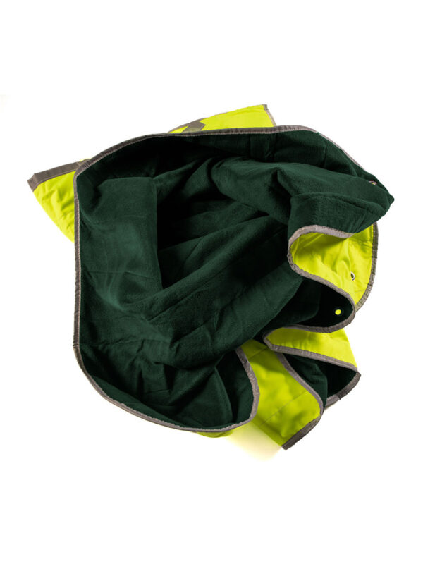 jungle green and hi viz safety, outdoors, hiking and camping blanket by SAVITREK